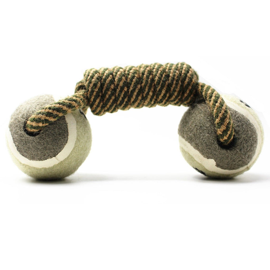 Dumbbell Rope and Tennis Ball Chew Toy - Franklin's Pet Boutique