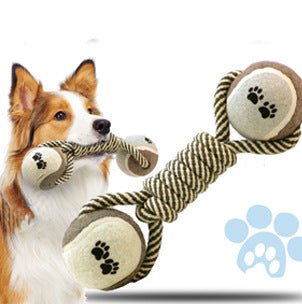 Dumbbell Rope and Tennis Ball Chew Toy - Franklin's Pet Boutique
