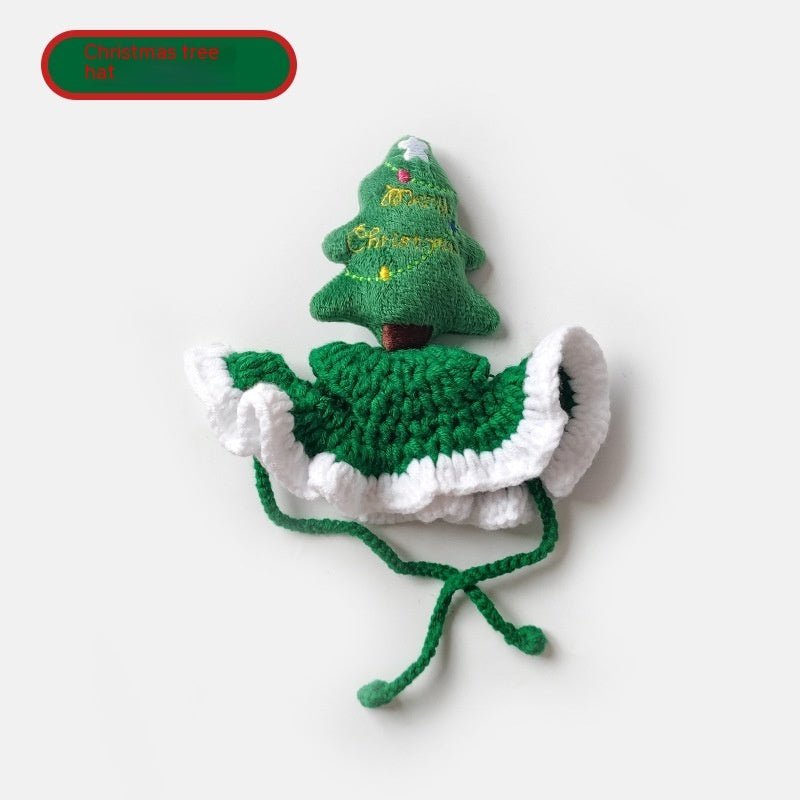 Festive Crochet Christmas Tree Pet Hat - Franklin's Pet Boutique